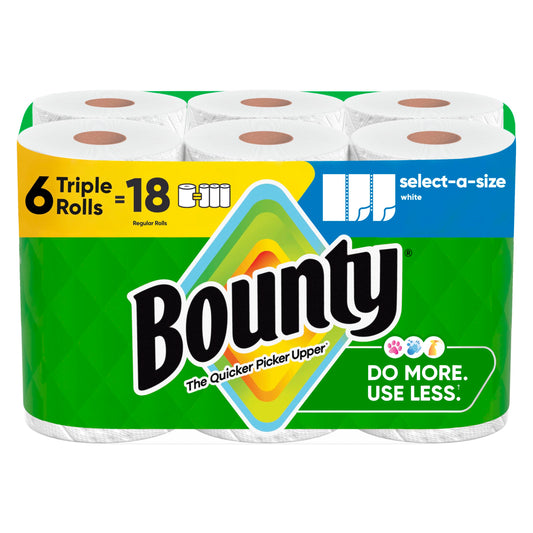 Bounty Select-A-Size Paper Towels, White, 8 Triple Rolls = 24 Regular Roll