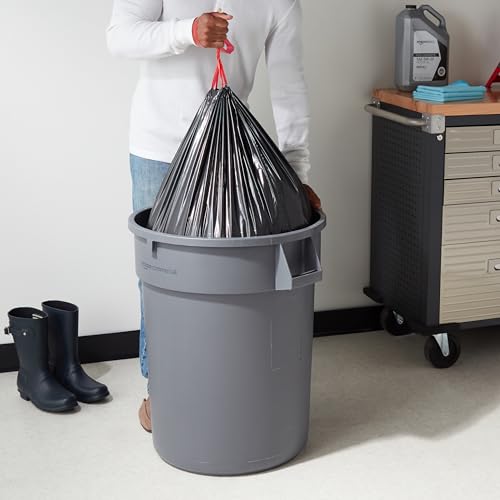 Amazon Basics Multipurpose Drawstring Trash Bags, 30 Gallon Capacity, Tear Resistant, 50 Count (Previously Solimo)