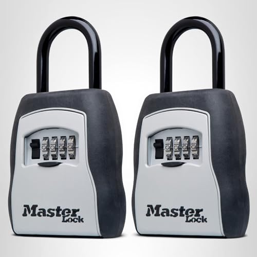 Master Lock Key Lock Box, Outdoor Lock Box for House Keys, Portable Combination Lockbox Resettable Code, 5400EC, Black