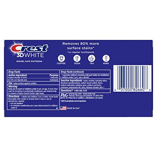 Crest 3D White Advanced Luminous Mint Teeth Whitening Toothpaste, Crest Toothpaste, 3.7 oz Pack of 4 - Helps Remove Surface Stains, Whitens Teeth, Strengthens Tooth Enamel, Protects Against Cavities