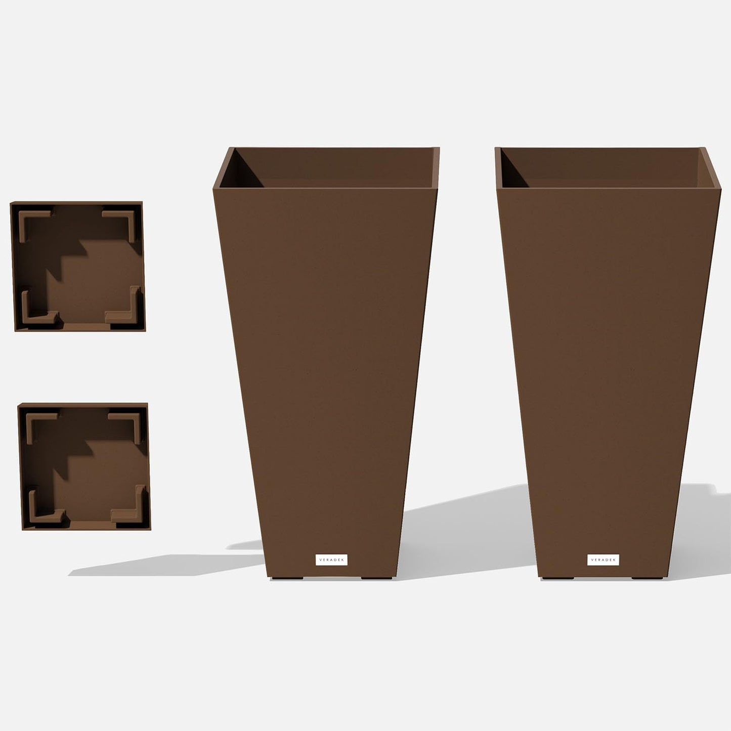 Veradek V-Resin Indoor/Outdoor Taper Planter, Set of 2 (30 inch, Black)