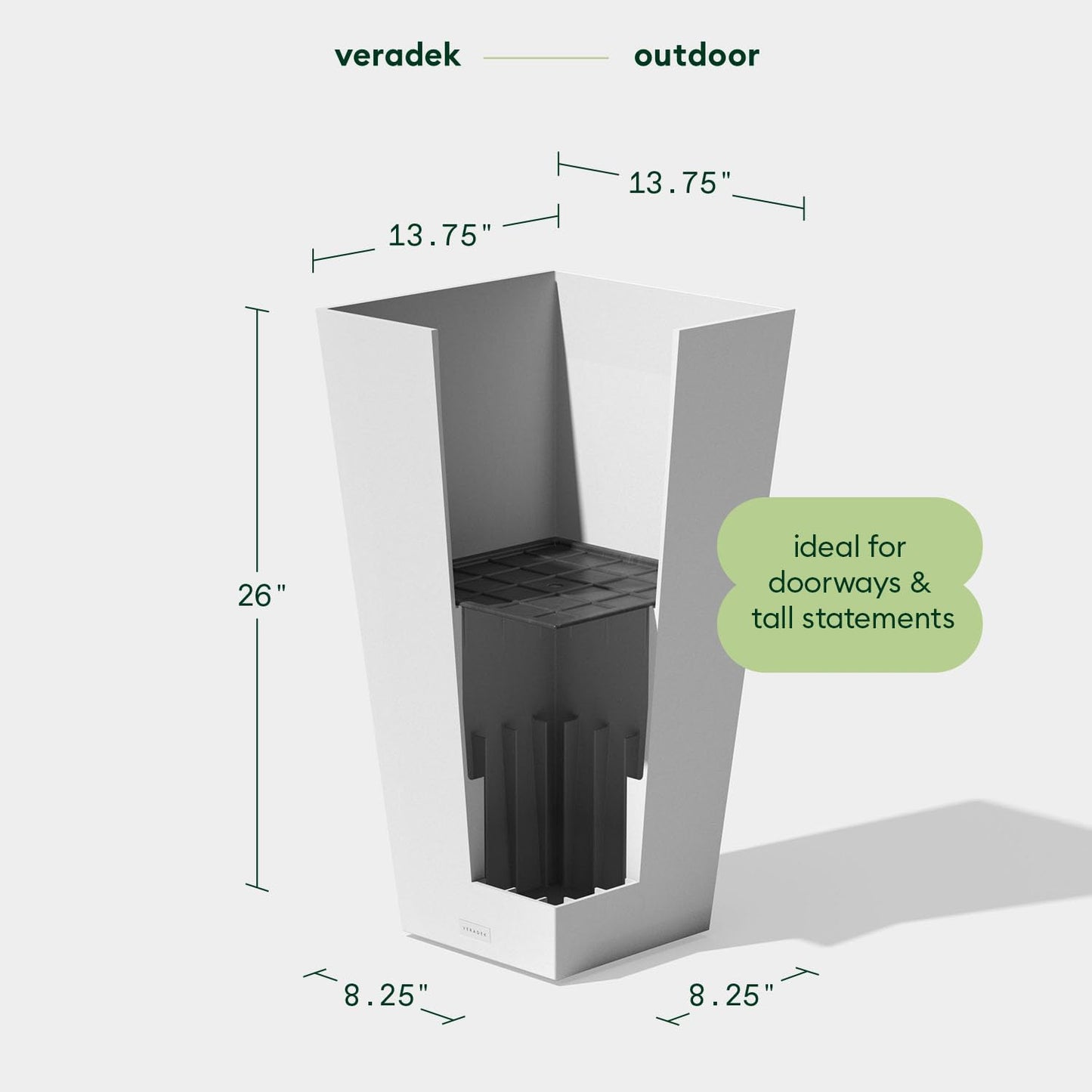 Veradek V-Resin Indoor/Outdoor Taper Planter, Set of 2 (30 inch, Black)