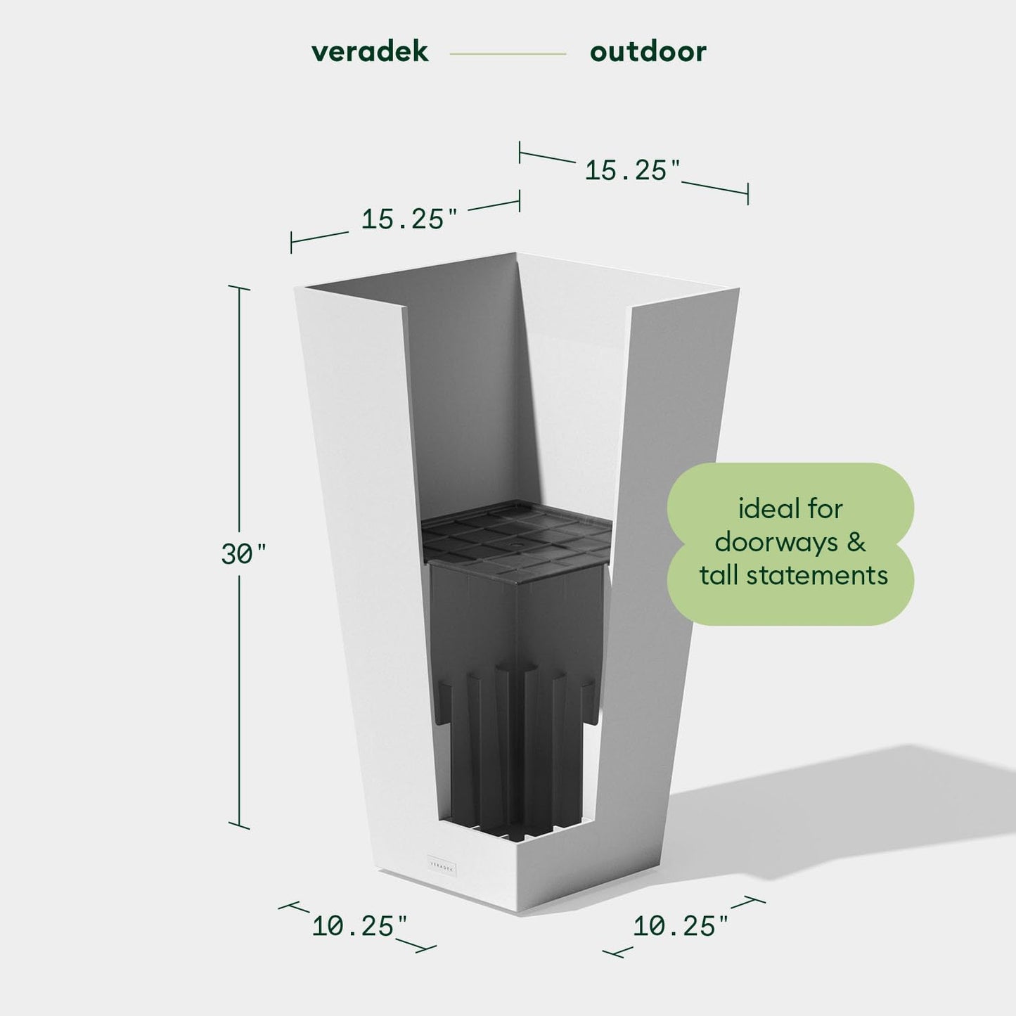 Veradek V-Resin Indoor/Outdoor Taper Planter, Set of 2 (30 inch, Black)