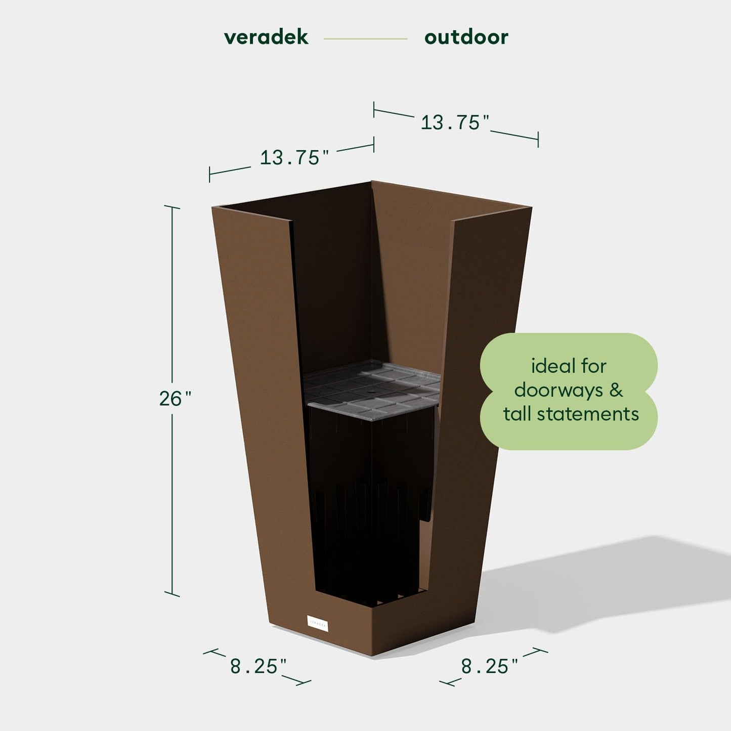 Veradek V-Resin Indoor/Outdoor Taper Planter, Set of 2 (30 inch, Black)