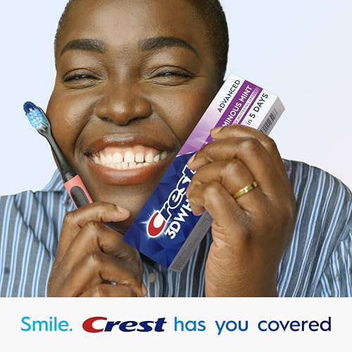 Crest 3D White Advanced Luminous Mint Teeth Whitening Toothpaste, Crest Toothpaste, 3.7 oz Pack of 4 - Helps Remove Surface Stains, Whitens Teeth, Strengthens Tooth Enamel, Protects Against Cavities