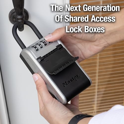 Master Lock Key Lock Box, Outdoor Lock Box for House Keys, Portable Combination Lockbox Resettable Code, 5400EC, Black