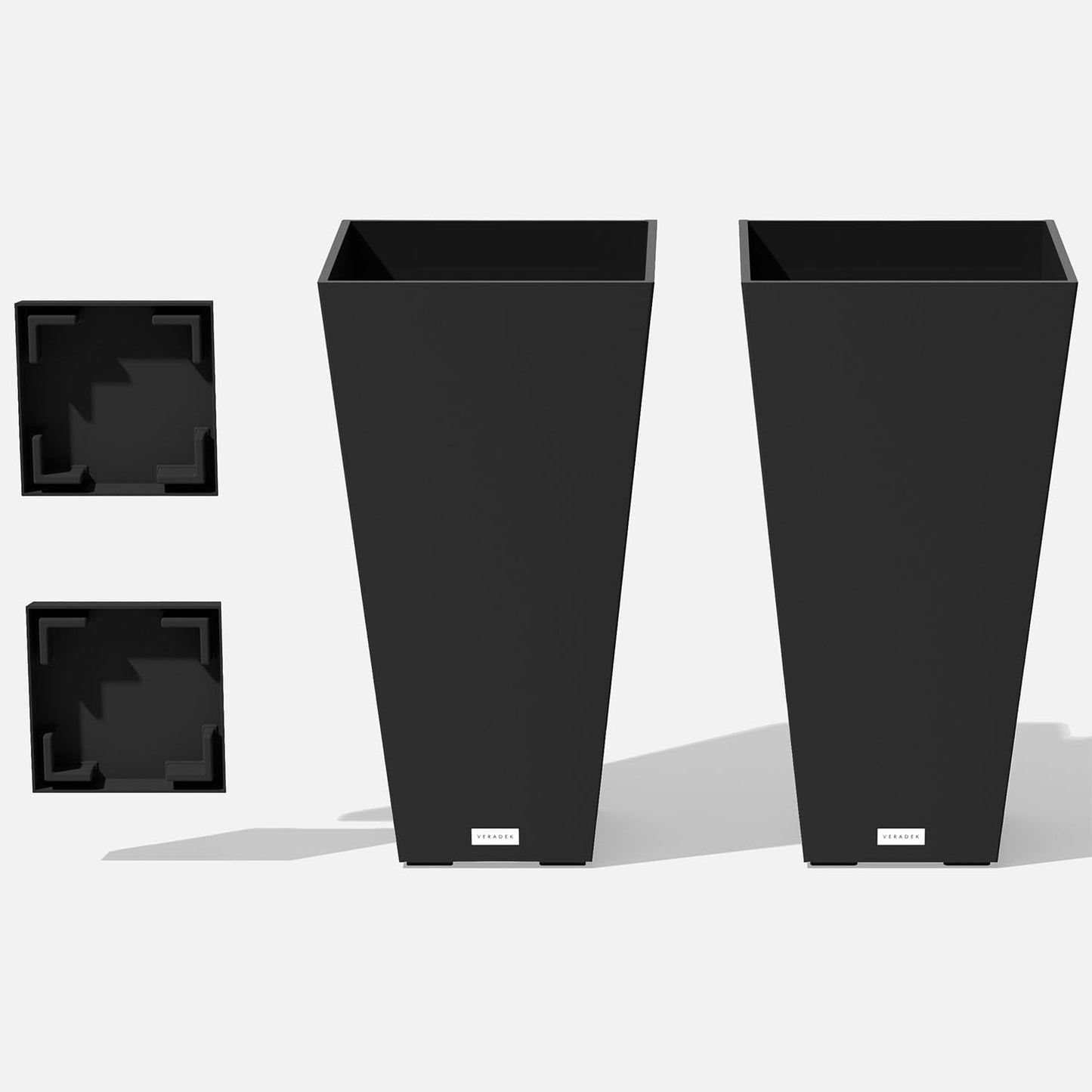Veradek V-Resin Indoor/Outdoor Taper Planter, Set of 2 (30 inch, Black)