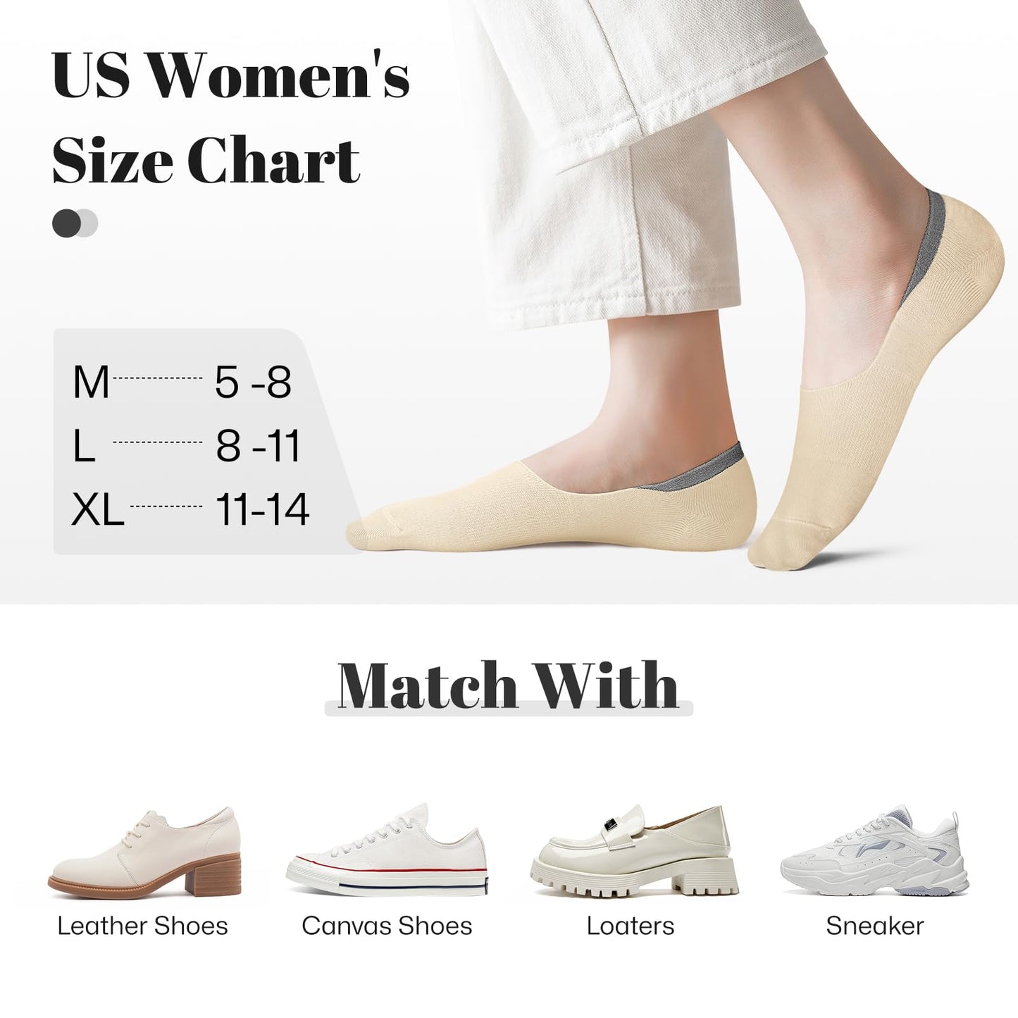 wernies No Show Socks Women Low Socks Non Slip Flat Boat Line 4/8 Pairs