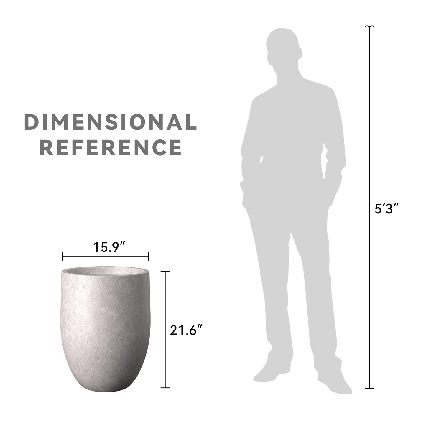 Kante Tall Concrete Planter, 21.7-Inch Height Weathered Concrete Large Indoor Outdoor Plant Pot with Drainage Hole for Patio Garden Home, Modern Decor for Flowers and Tree