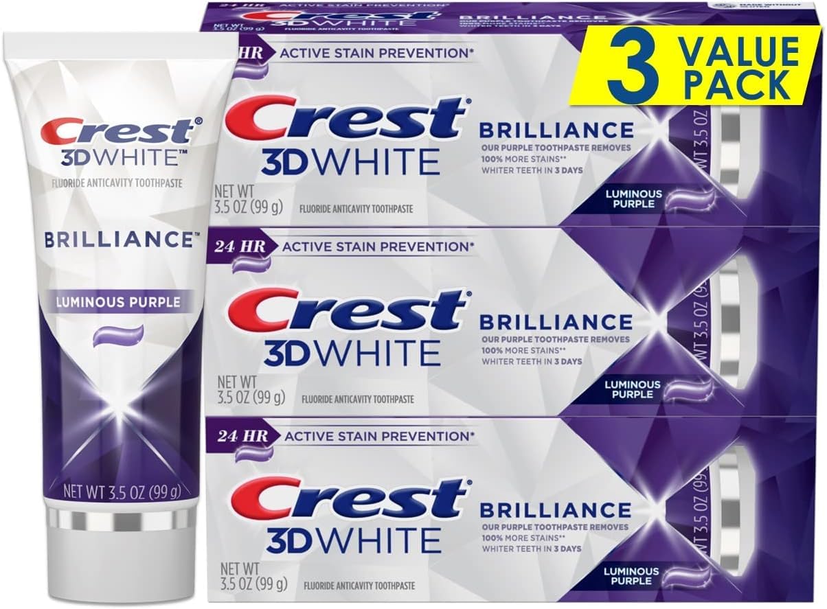 Crest 3D White Advanced Luminous Mint Teeth Whitening Toothpaste, Crest Toothpaste, 3.7 oz Pack of 4 - Helps Remove Surface Stains, Whitens Teeth, Strengthens Tooth Enamel, Protects Against Cavities