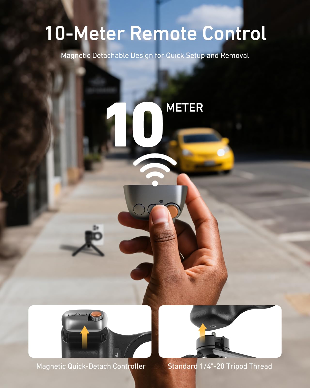 TELESIN Upgraded Magnetic Phone Camera DSLR Style Shutter Grip for iPhone & Android with Anti-Drop Detachable Wireless Shutter Button - 1/4" Screw - FunShot Comfort Ergonomic Camera Grip Handle Holder