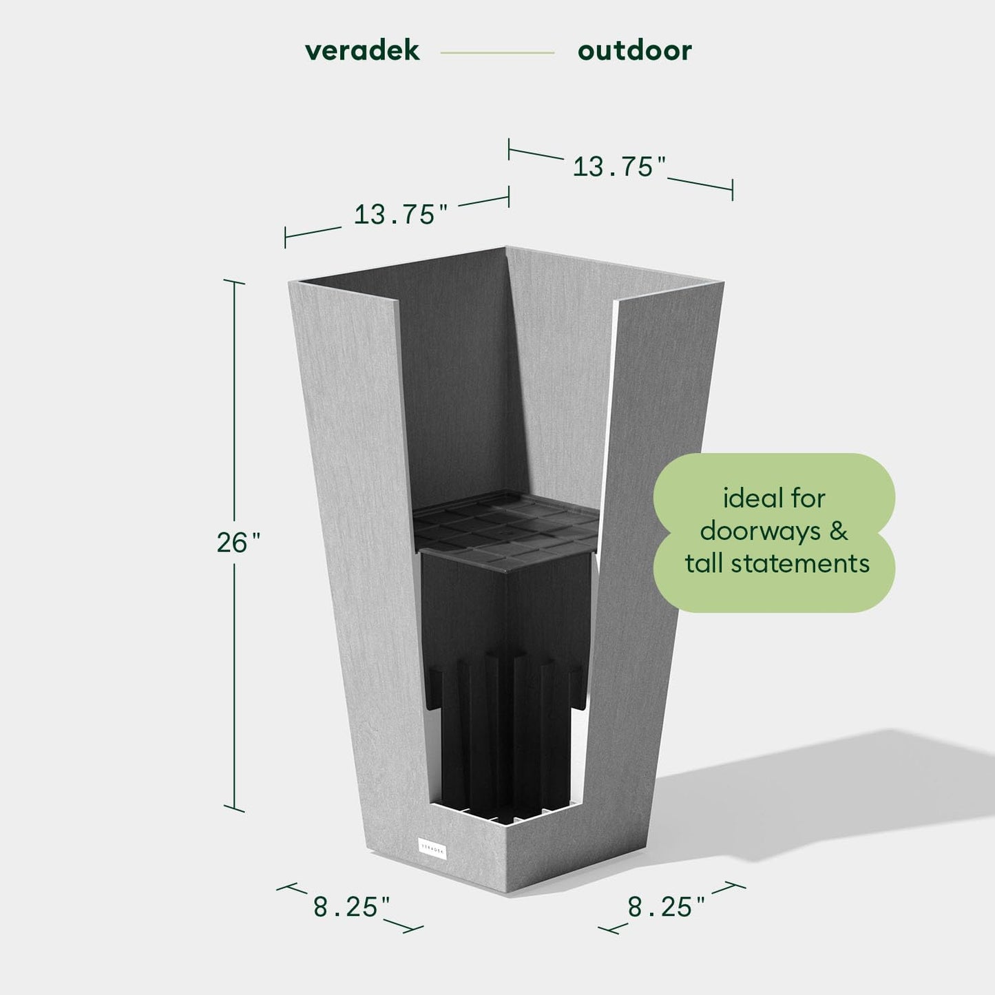 Veradek V-Resin Indoor/Outdoor Taper Planter, Set of 2 (30 inch, Black)