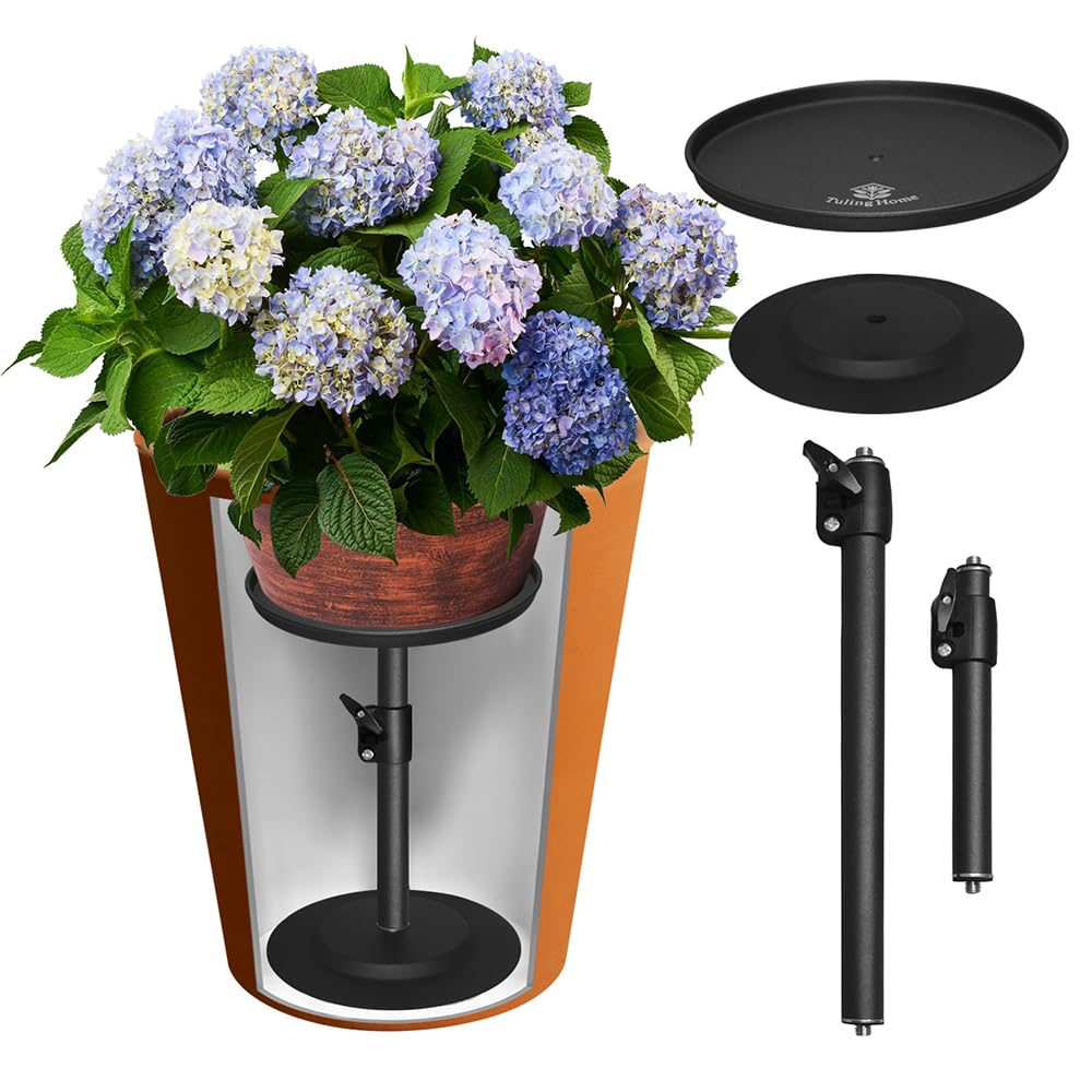 Adjustable Pure Iron Planter Inserts, 7-25” Plant Risers for Inside Pots, Planter Fillers for Large Pots, Indoor & Outdoor Insert with 8-10” Top & 6-10” Base (10 wide top. 10wide base)