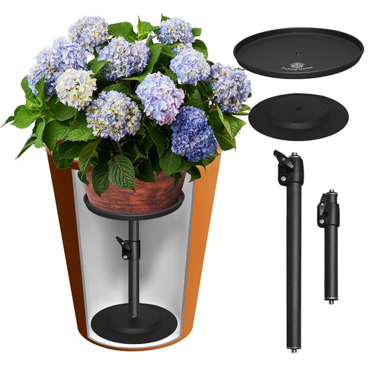 Adjustable Pure Iron Planter Inserts, 7-25” Plant Risers for Inside Pots, Planter Fillers for Large Pots, Indoor & Outdoor Insert with 8-10” Top & 6-10” Base (10 wide top. 10wide base)