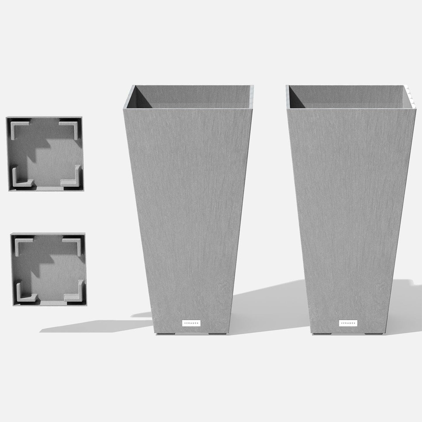 Veradek V-Resin Indoor/Outdoor Taper Planter, Set of 2 (30 inch, Black)