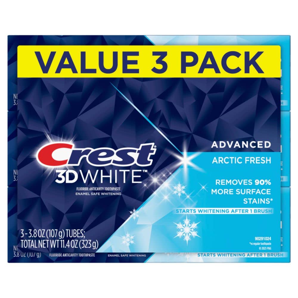 Crest 3D White Advanced Luminous Mint Teeth Whitening Toothpaste, Crest Toothpaste, 3.7 oz Pack of 4 - Helps Remove Surface Stains, Whitens Teeth, Strengthens Tooth Enamel, Protects Against Cavities