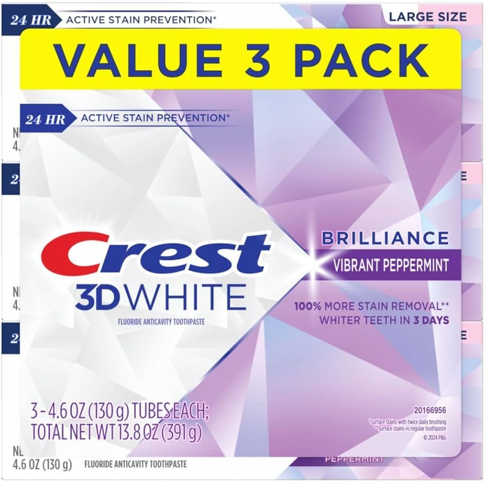 Crest 3D White Advanced Luminous Mint Teeth Whitening Toothpaste, Crest Toothpaste, 3.7 oz Pack of 4 - Helps Remove Surface Stains, Whitens Teeth, Strengthens Tooth Enamel, Protects Against Cavities