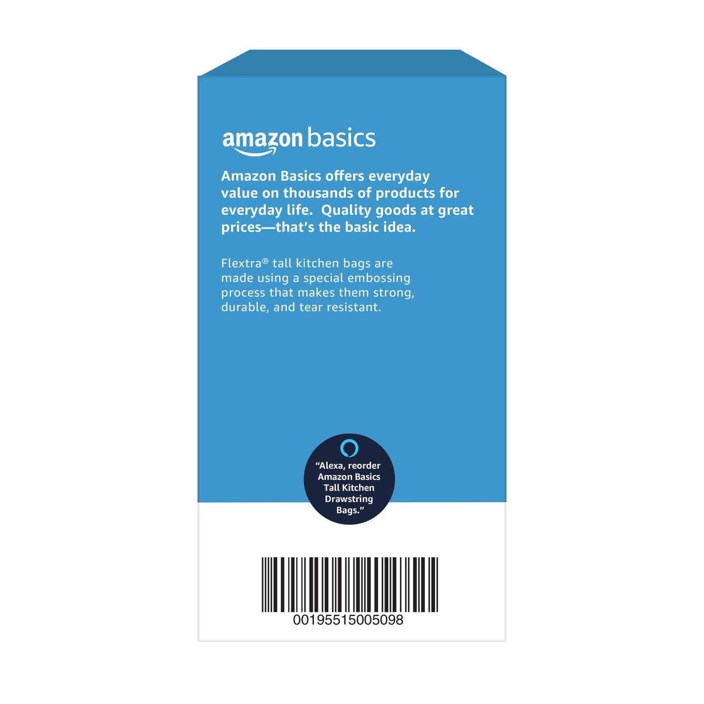 Amazon Basics Flextra Tall Kitchen Drawstring Trash Bags, 13 Gallon, 120 Count