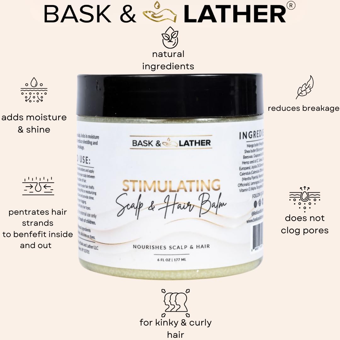 BASK & LATHER Moisture & Seal Bundle | Hair Elixir + Scalp Stimulator Oil + Balm + Hydrating Mist | Complete Natural Haircare System for Growth & Hydration