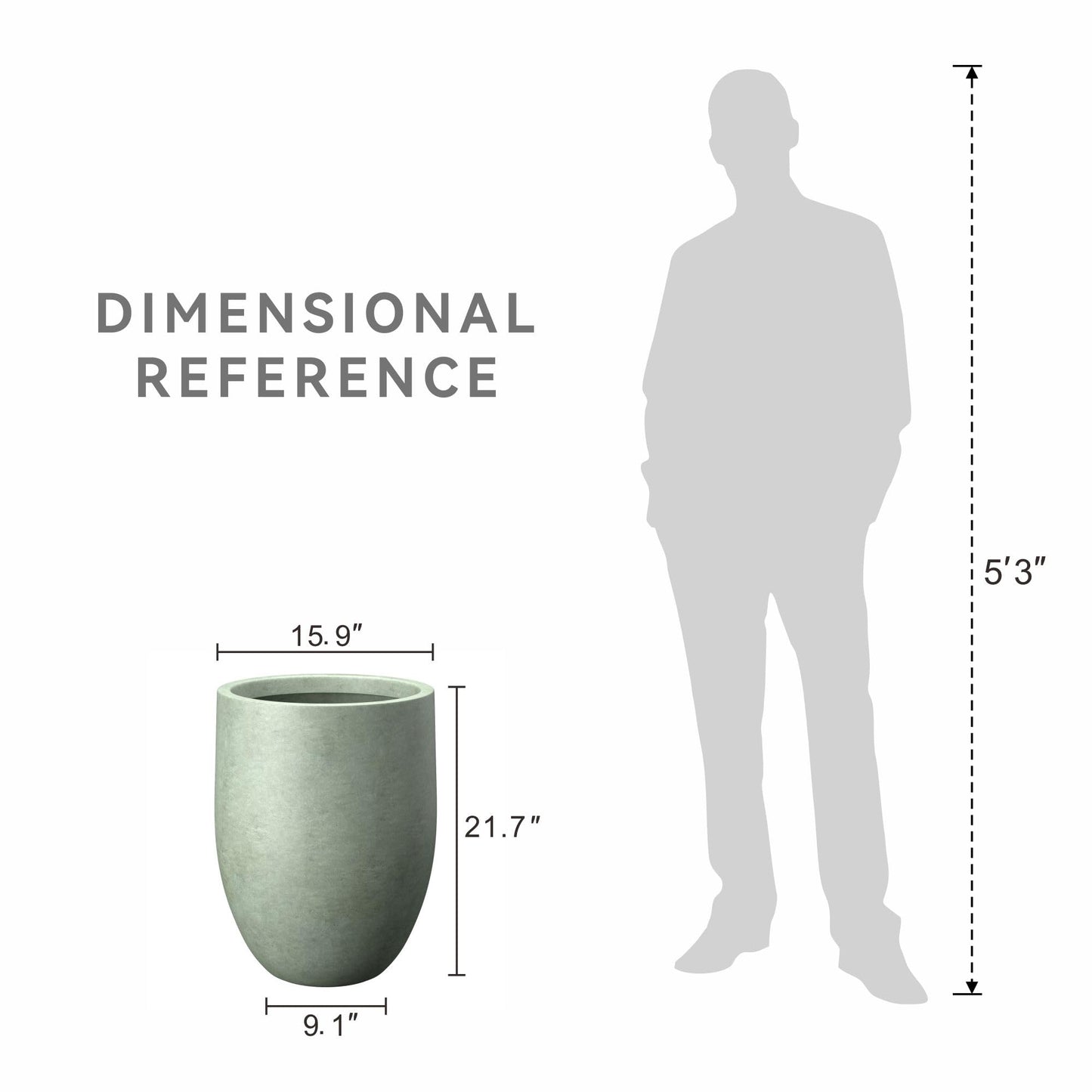Kante Tall Concrete Planter, 21.7-Inch Height Weathered Concrete Large Indoor Outdoor Plant Pot with Drainage Hole for Patio Garden Home, Modern Decor for Flowers and Tree