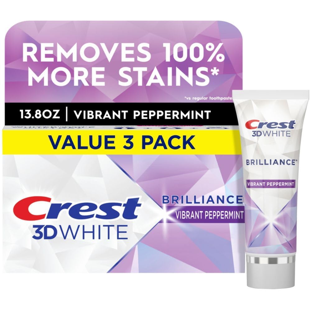 Crest 3D White Advanced Luminous Mint Teeth Whitening Toothpaste, Crest Toothpaste, 3.7 oz Pack of 4 - Helps Remove Surface Stains, Whitens Teeth, Strengthens Tooth Enamel, Protects Against Cavities