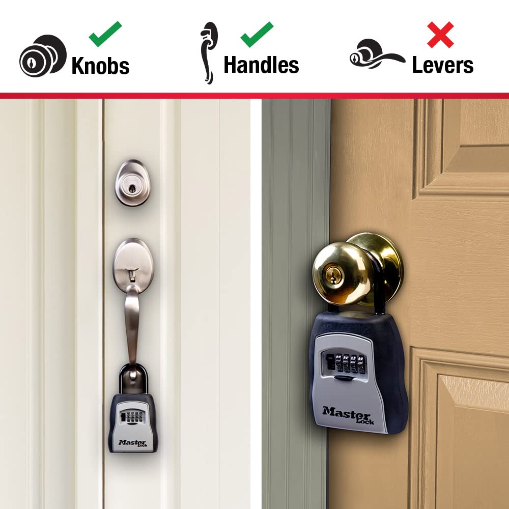 Master Lock Key Lock Box, Outdoor Lock Box for House Keys, Portable Combination Lockbox Resettable Code, 5400EC, Black