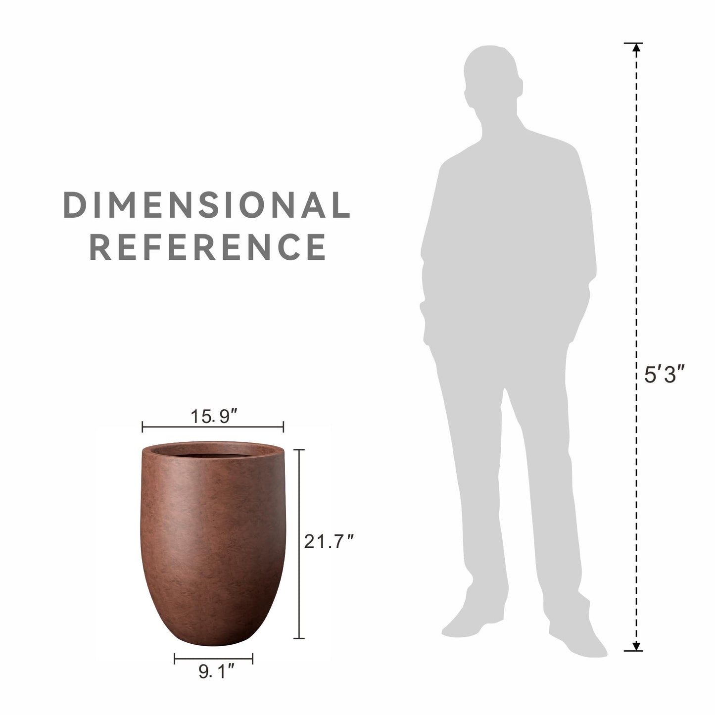 Kante Tall Concrete Planter, 21.7-Inch Height Weathered Concrete Large Indoor Outdoor Plant Pot with Drainage Hole for Patio Garden Home, Modern Decor for Flowers and Tree
