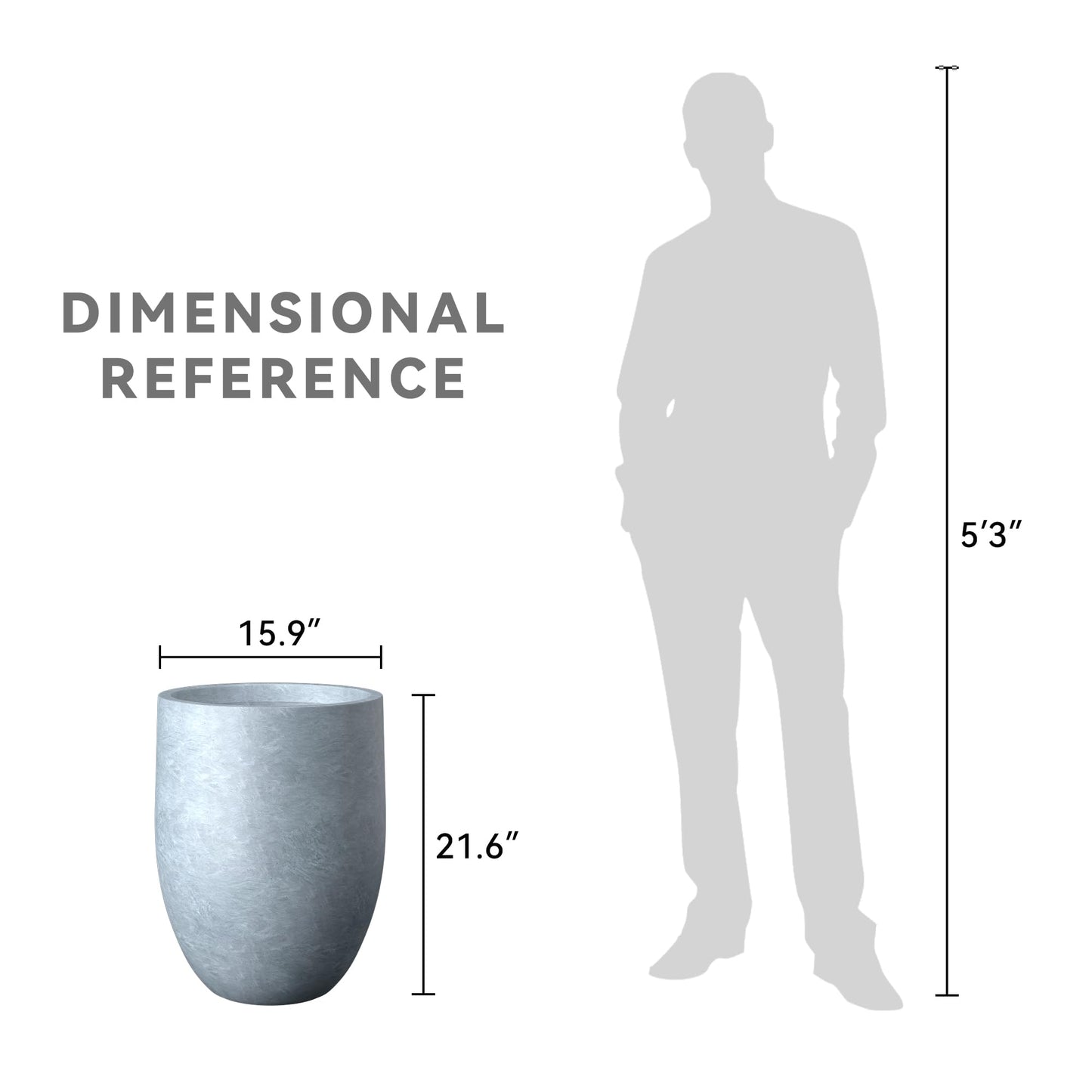 Kante Tall Concrete Planter, 21.7-Inch Height Weathered Concrete Large Indoor Outdoor Plant Pot with Drainage Hole for Patio Garden Home, Modern Decor for Flowers and Tree