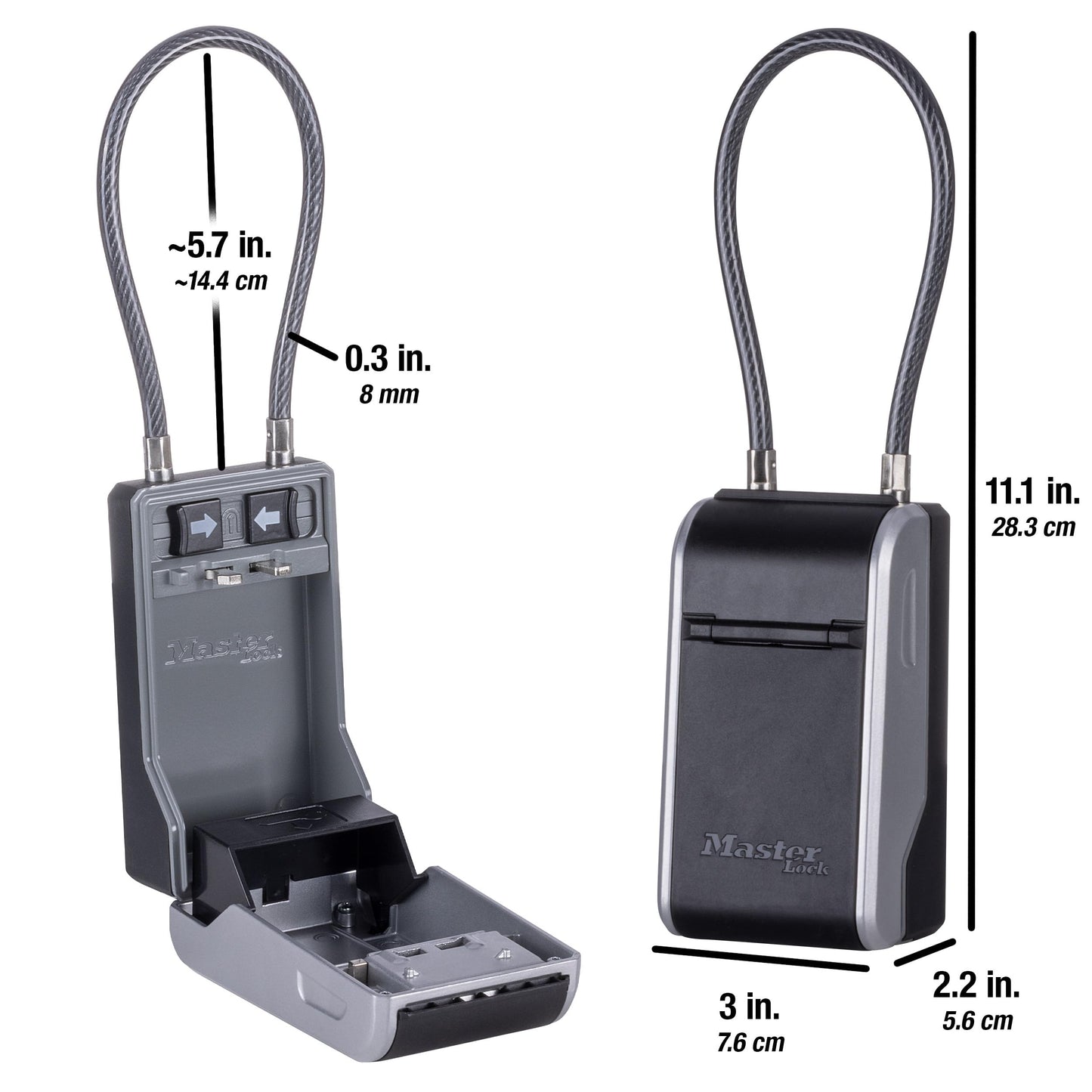 Master Lock Key Lock Box, Outdoor Lock Box for House Keys, Portable Combination Lockbox Resettable Code, 5400EC, Black