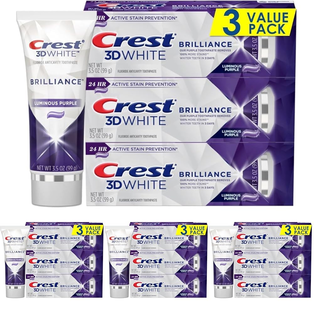 Crest 3D White Advanced Luminous Mint Teeth Whitening Toothpaste, Crest Toothpaste, 3.7 oz Pack of 4 - Helps Remove Surface Stains, Whitens Teeth, Strengthens Tooth Enamel, Protects Against Cavities