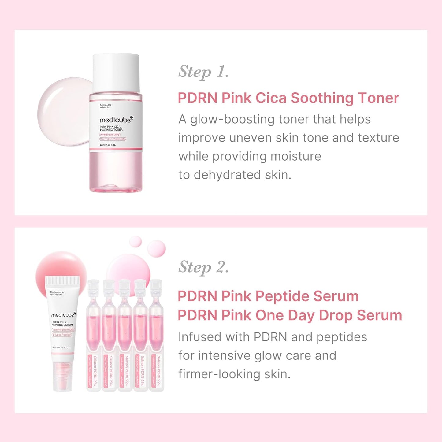 medicube Salmon DNA PDRN Trial Kit | Glass Glow Mini Skincare Set with Toner, Serum & Sheet Mask for Hydrating, Firming, Moisturizing |Gift & Travel Essentials for Women & Girls | Korean Skincare
