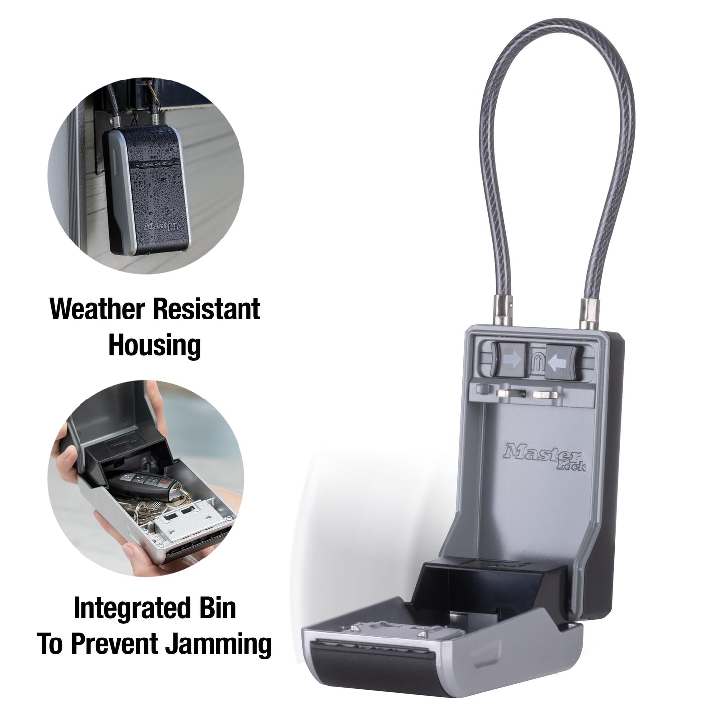 Master Lock Key Lock Box, Outdoor Lock Box for House Keys, Portable Combination Lockbox Resettable Code, 5400EC, Black