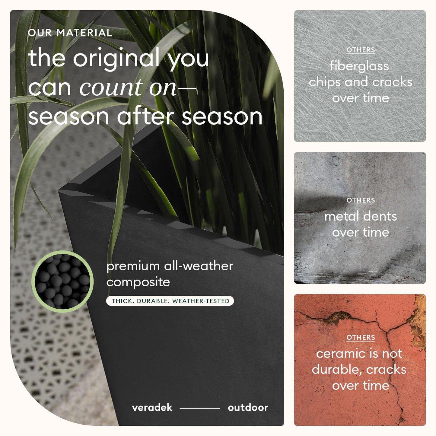 Veradek V-Resin Indoor/Outdoor Taper Planter, Set of 2 (30 inch, Black)