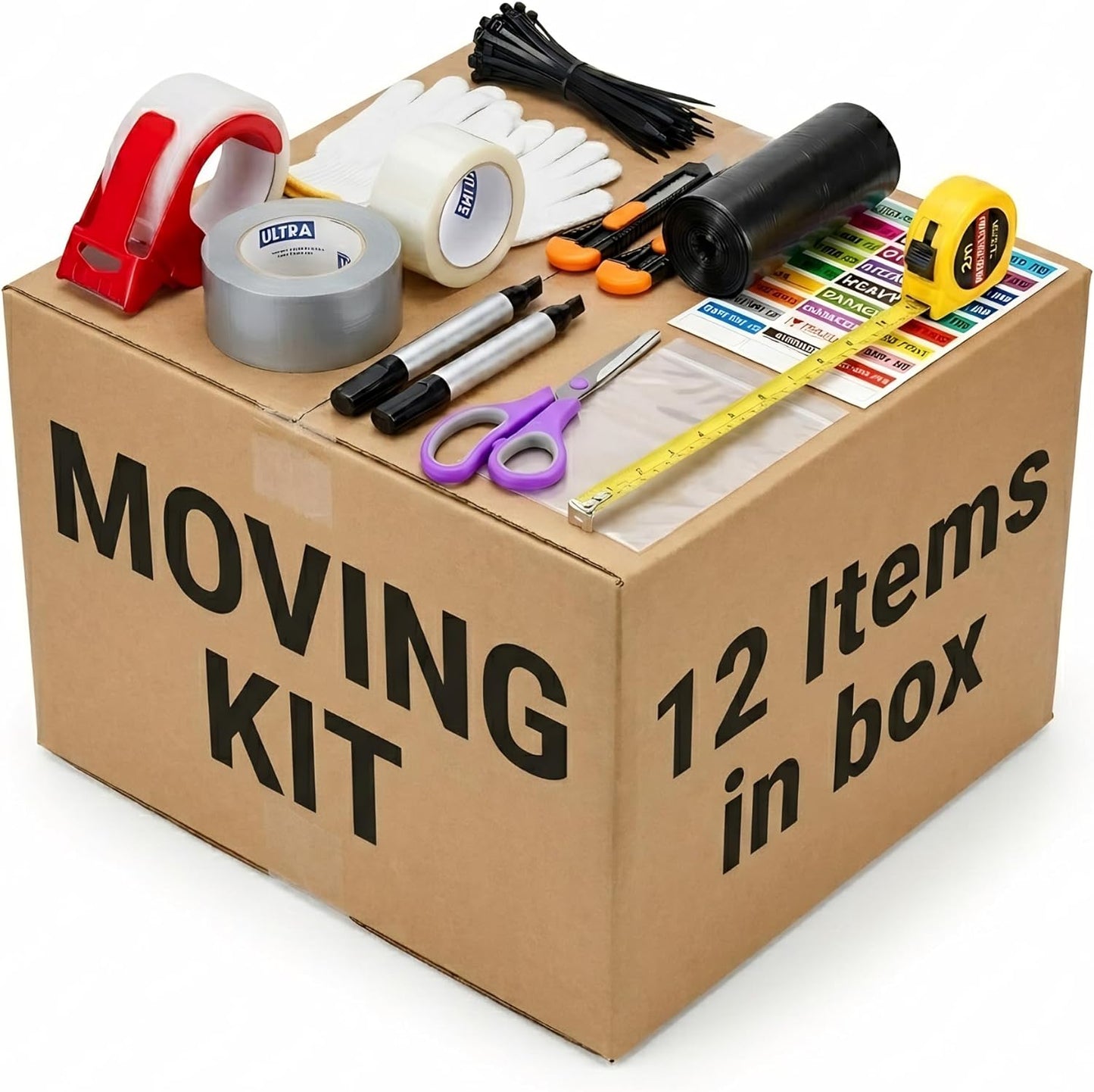 Moving Kit, Packing Supplies Set, Moving Supplies: Tape, Tape Dispenser, Duct Tape, Scissors, Utility Knifes