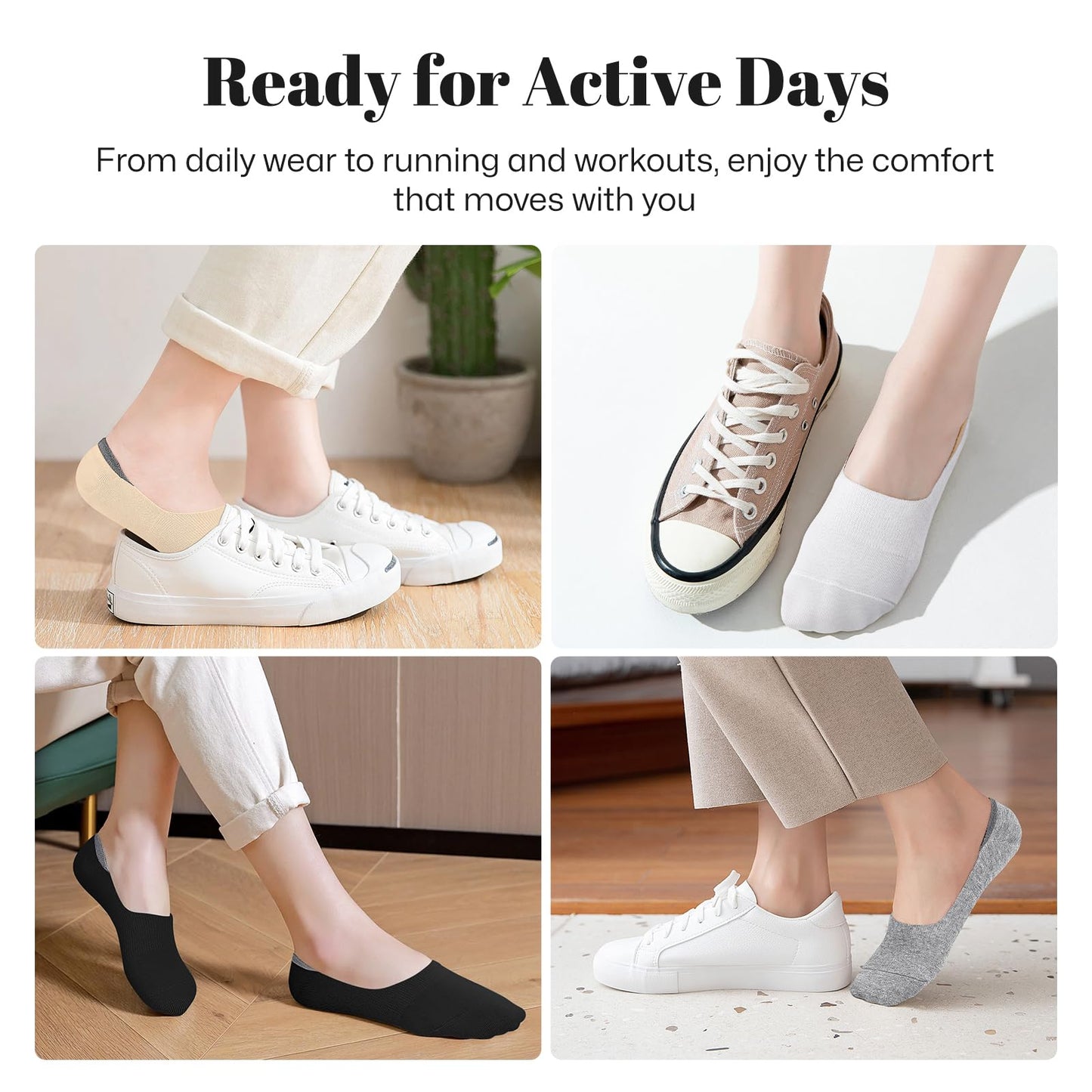 wernies No Show Socks Women Low Socks Non Slip Flat Boat Line 4/8 Pairs