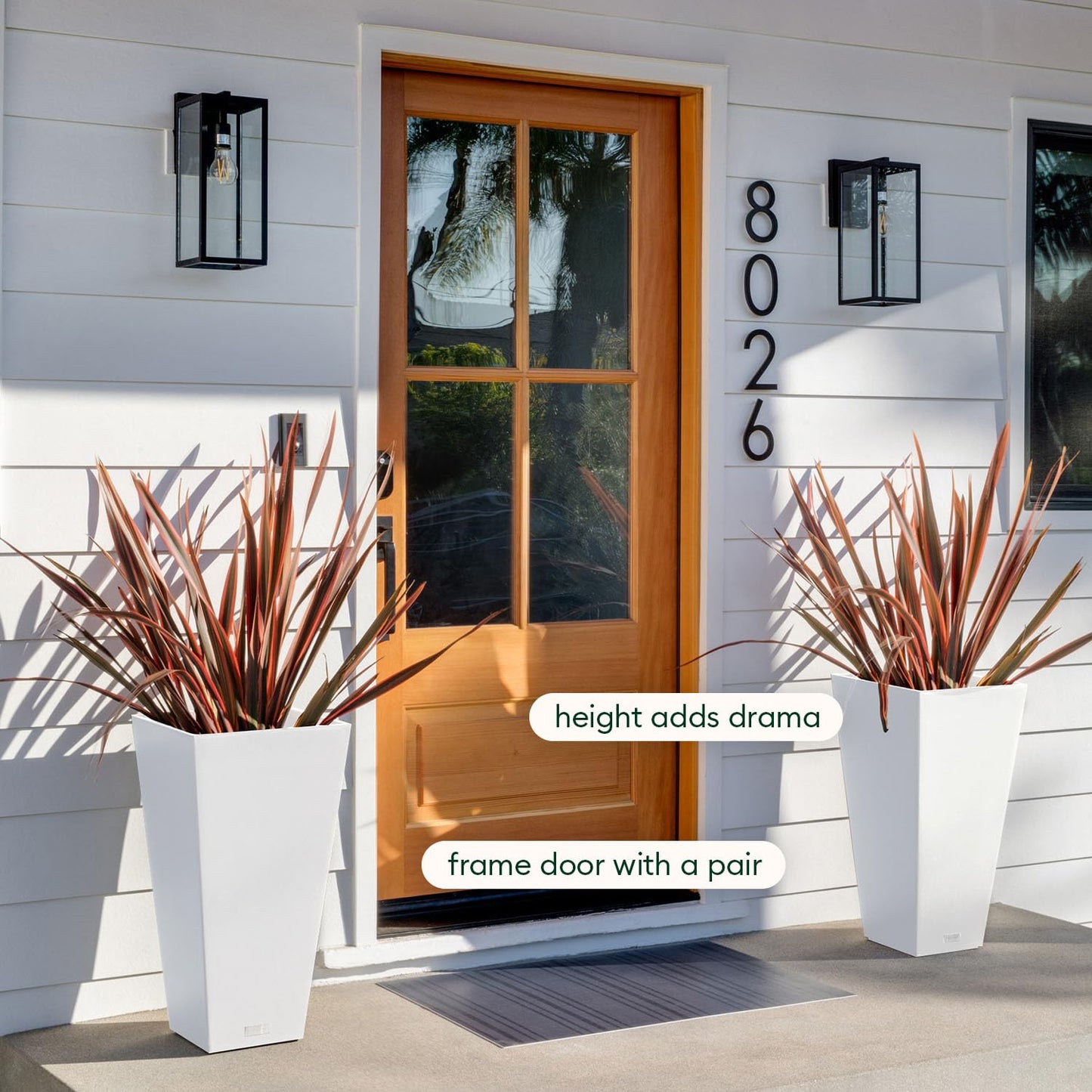 Veradek V-Resin Indoor/Outdoor Taper Planter, Set of 2 (30 inch, Black)