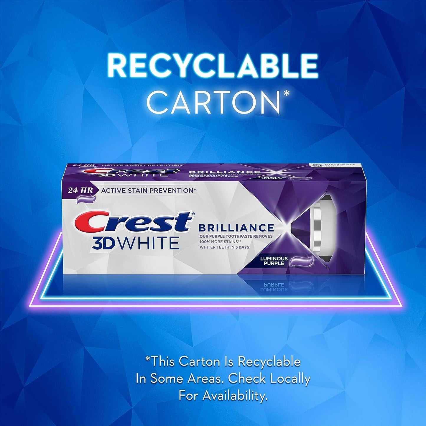 Crest 3D White Advanced Luminous Mint Teeth Whitening Toothpaste, Crest Toothpaste, 3.7 oz Pack of 4 - Helps Remove Surface Stains, Whitens Teeth, Strengthens Tooth Enamel, Protects Against Cavities