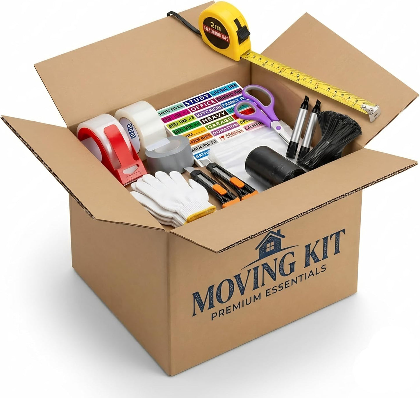 Moving Kit, Packing Supplies Set, Moving Supplies: Tape, Tape Dispenser, Duct Tape, Scissors, Utility Knifes