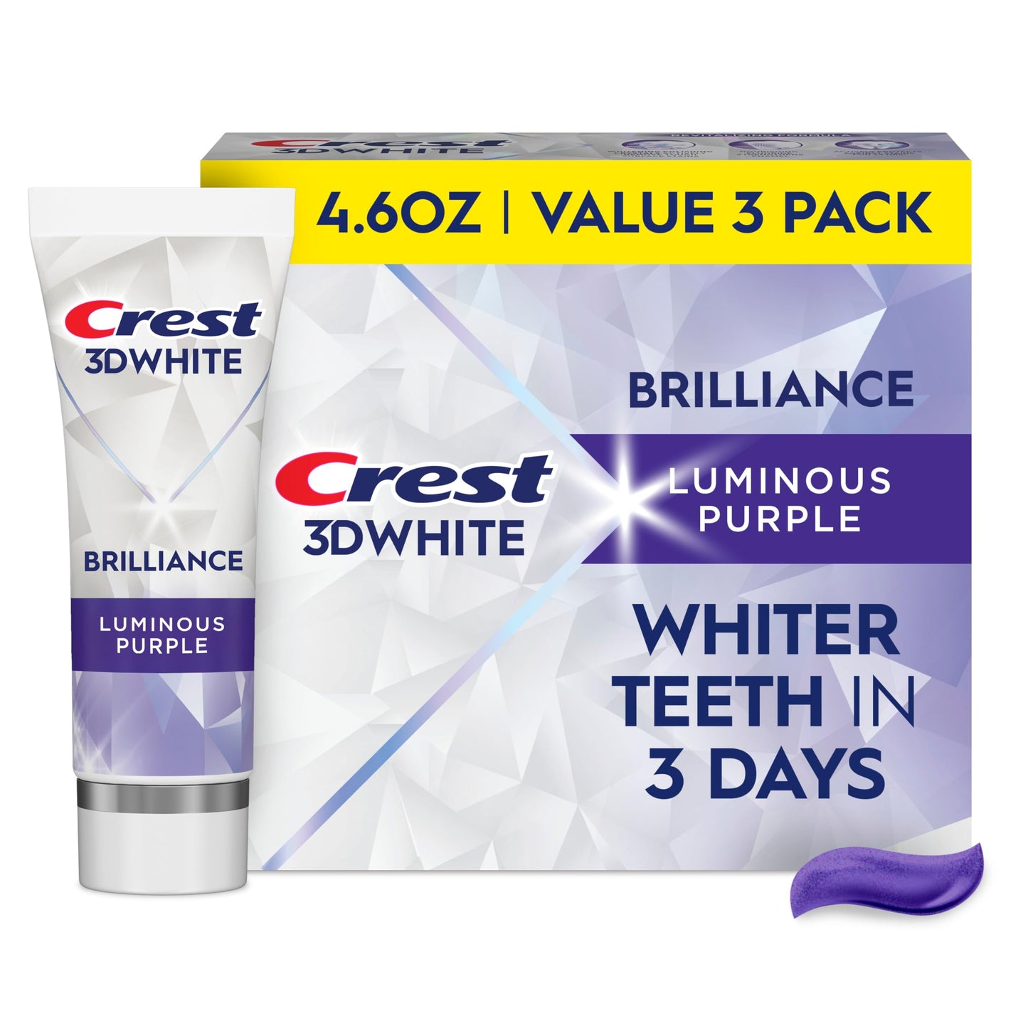Crest 3D White Advanced Luminous Mint Teeth Whitening Toothpaste, Crest Toothpaste, 3.7 oz Pack of 4 - Helps Remove Surface Stains, Whitens Teeth, Strengthens Tooth Enamel, Protects Against Cavities
