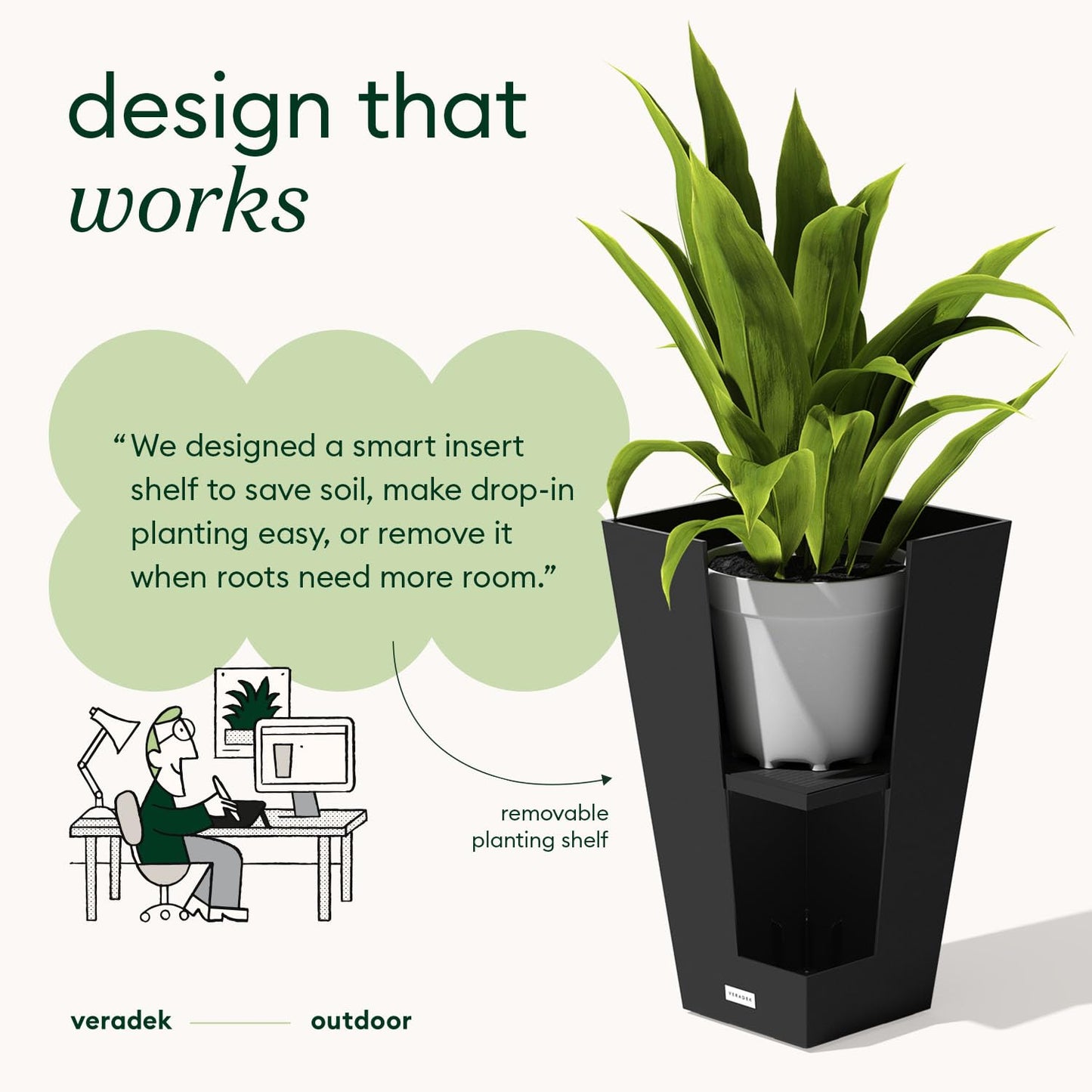 Veradek V-Resin Indoor/Outdoor Taper Planter, Set of 2 (30 inch, Black)