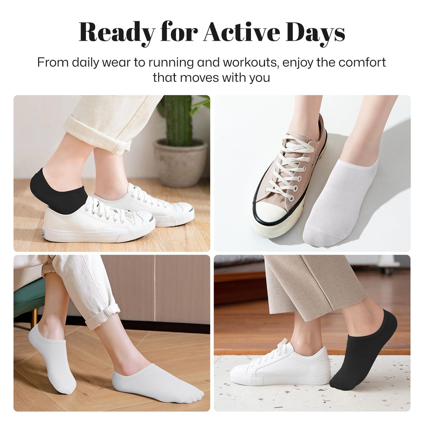 wernies No Show Socks Women Low Socks Non Slip Flat Boat Line 4/8 Pairs