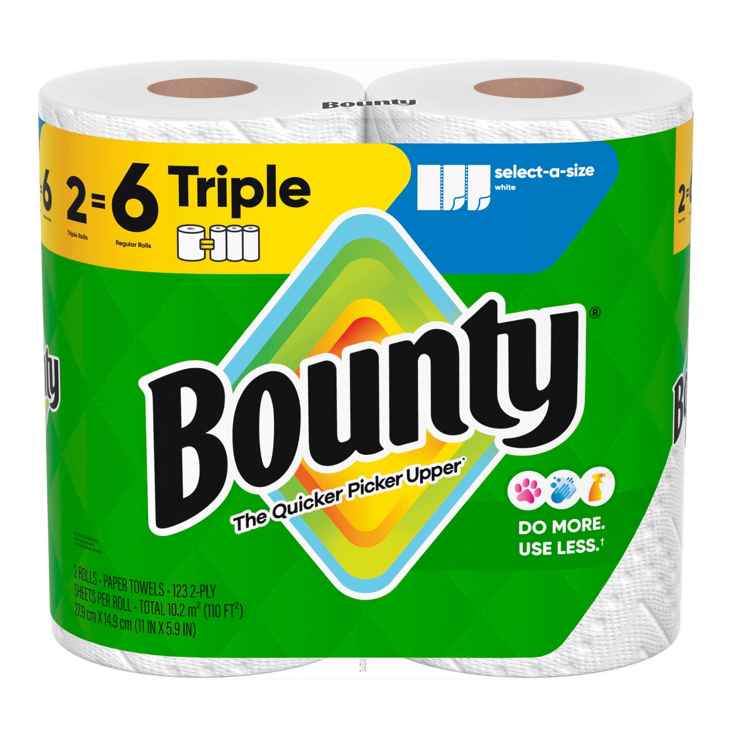 Bounty Select-A-Size Paper Towels, White, 8 Triple Rolls = 24 Regular Roll