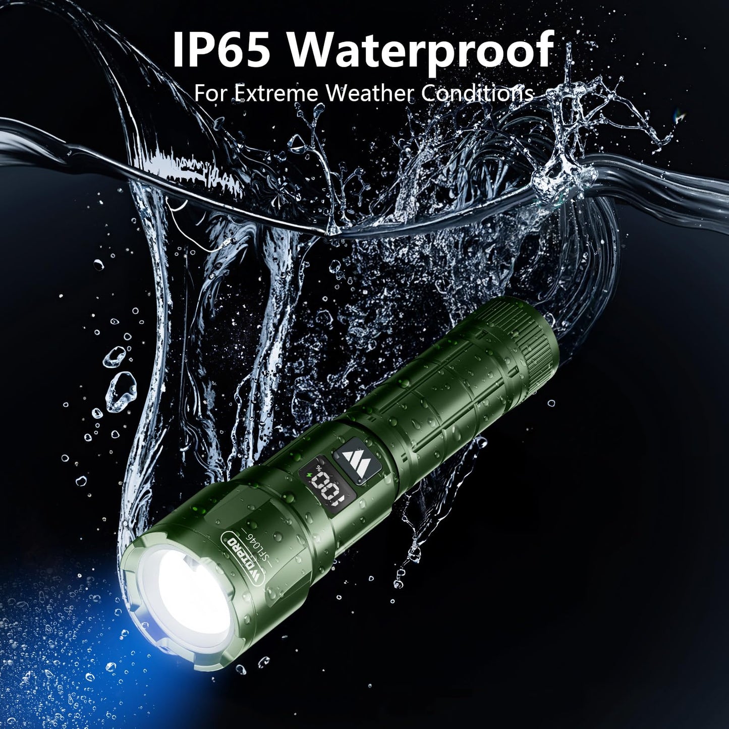 Wdtpro LED Rechargeable Flashlight 2Pack, 3Modes Super Bright High Lumens Flashlights, Zoomable Tactical Flashlight with LCD Display, IP65 Waterproof Flashlights for Home Emergency Camping & Gifts Men