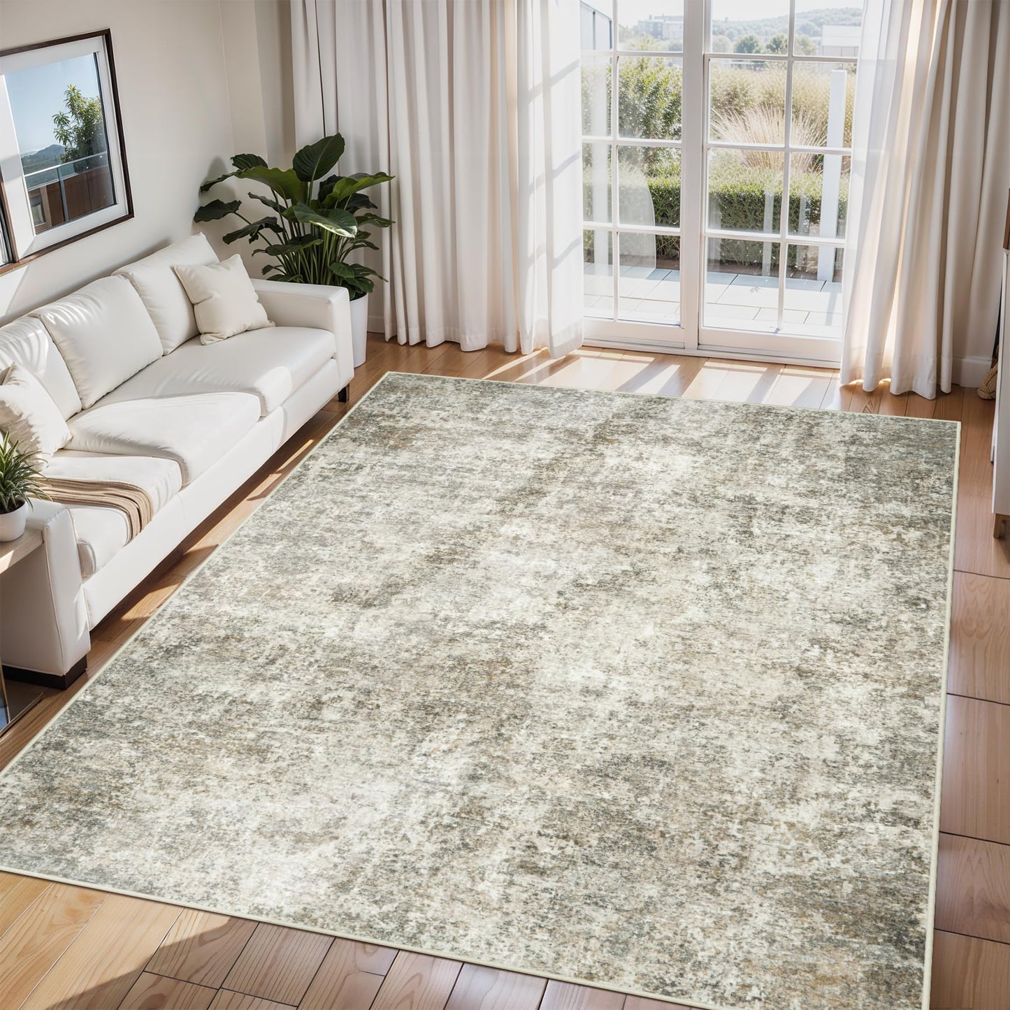 9x12 Area Rugs for Living Room Washable: Abstract Large Rug for Dining Room Bedroom Carpet Non Slip 9 by 12 Indoor Modern Nursery Home Office Blue Grey