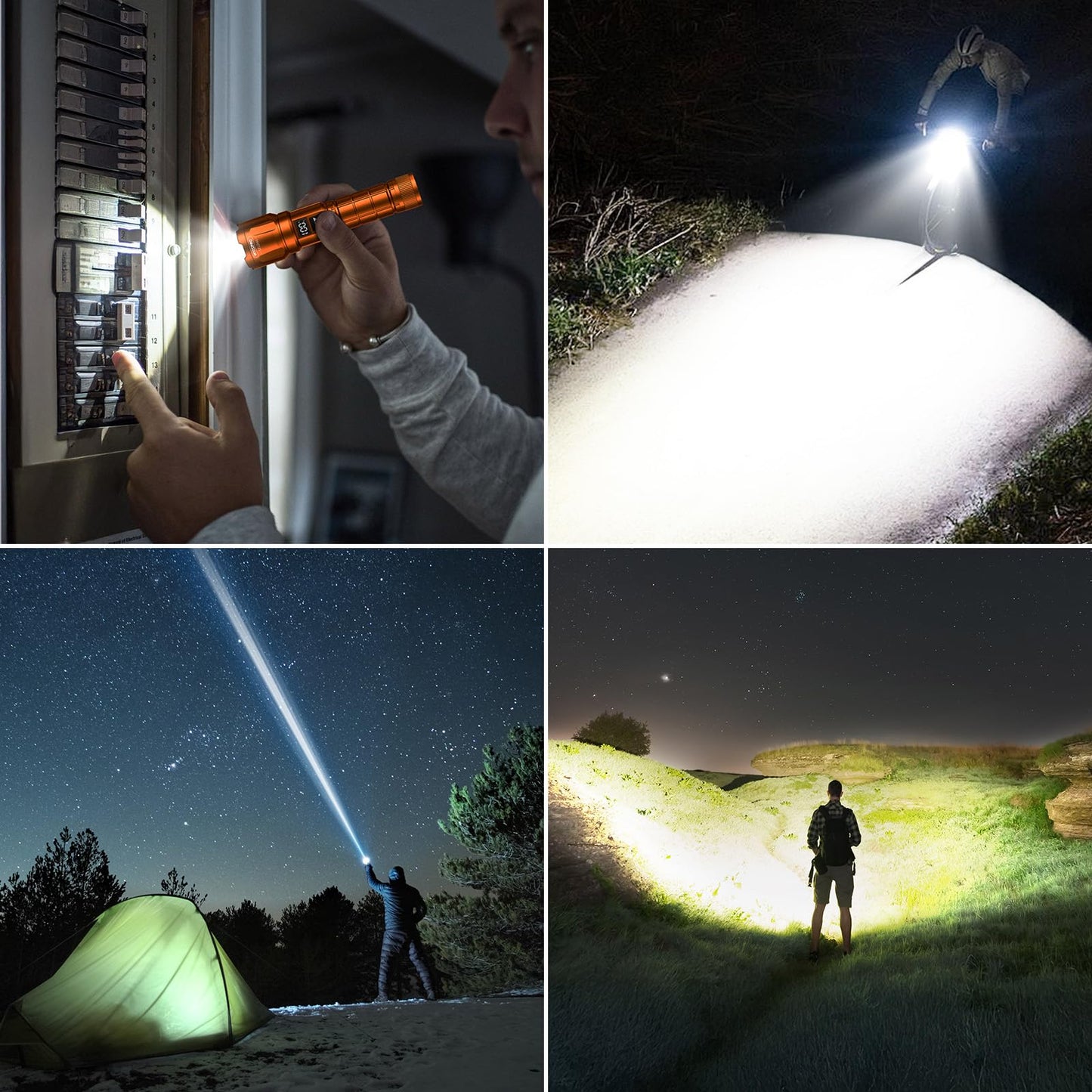 Wdtpro LED Rechargeable Flashlight 2Pack, 3Modes Super Bright High Lumens Flashlights, Zoomable Tactical Flashlight with LCD Display, IP65 Waterproof Flashlights for Home Emergency Camping & Gifts Men