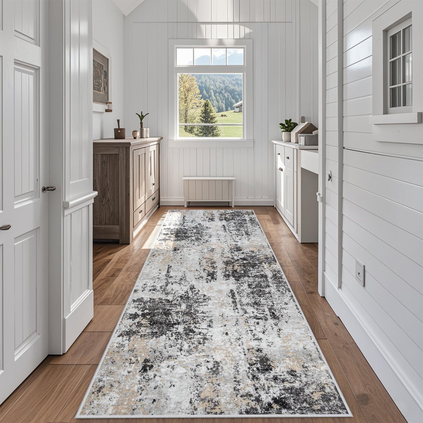 9x12 Area Rugs for Living Room Washable: Abstract Large Rug for Dining Room Bedroom Carpet Non Slip 9 by 12 Indoor Modern Nursery Home Office Blue Grey