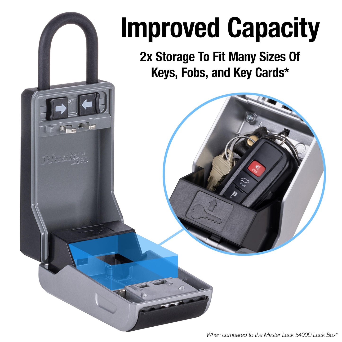 Master Lock Key Lock Box, Outdoor Lock Box for House Keys, Portable Combination Lockbox Resettable Code, 5400EC, Black