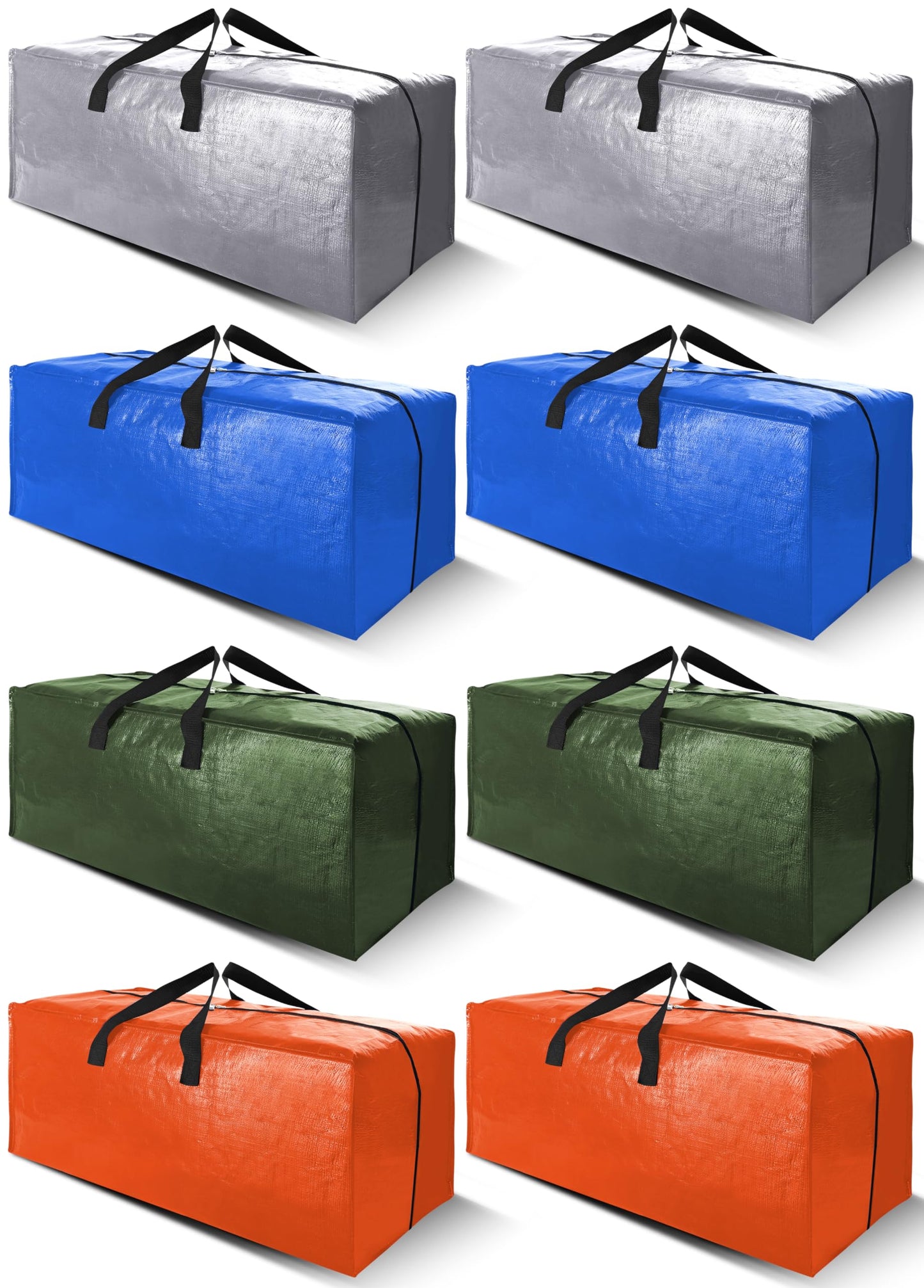Cosy Family 8 Pack Heavy Duty Extra Large Moving Bags with Backpack Straps - Strong Handles & Zippers, Storage Totes For Space Saving, Fold Flat, Alternative to Moving Box (Set of 8, Blue)