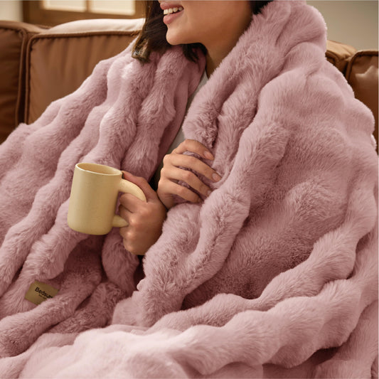 Bedsure GentleSoft Fluffy Fuzzy Tie-dye Taupe Throw Blanket for Bed, Soft Cozy Fleece Faux Fur Blanket for Couch, Taupe Room Decor Minky Velvet Sofa Cover, Women Gifts Thick Warm Plush Winter Bedding