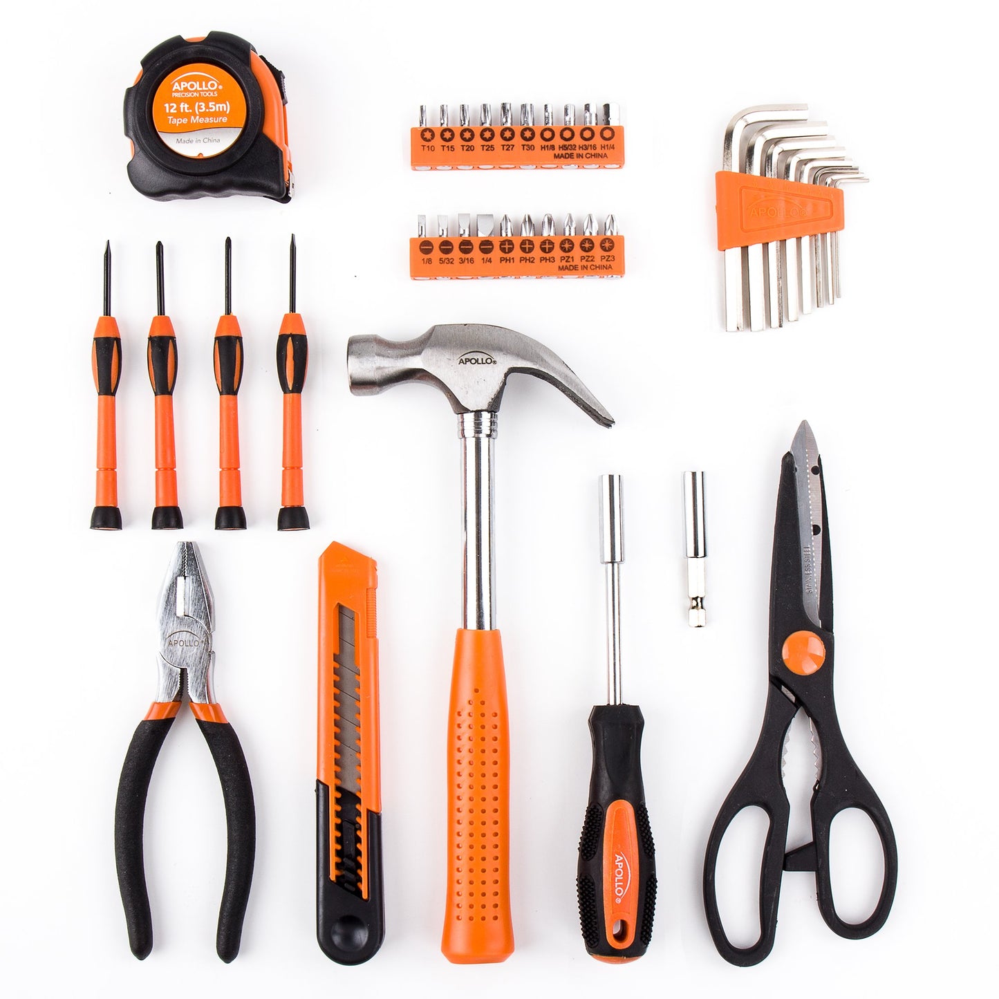 Apollo Tools Original 39 Piece General Household Tool Set in Toolbox Storage Case with Essential Hand Tools for Everyday Home Repairs, DIY and Crafts - Pink Ribbon - Pink - DT9706P